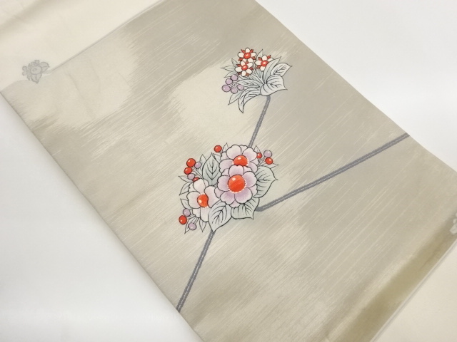 JAPANESE NAGOYA OBI / EMBROIDERY / FLORAL PLANTS